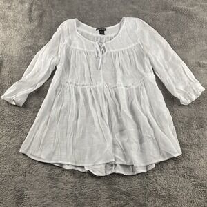 Robert Louis Ivory Tired Blouse‎ Womens Medium White Long Sleeve